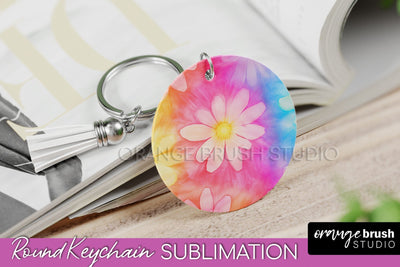 Tie Dye Keychain - Rainbow Keychain Sublimation Design Sublimation OrangeBrushStudio 