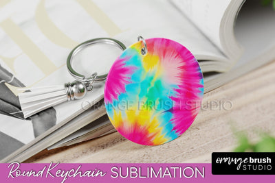 Tie Dye Keychain - Rainbow Keychain Sublimation Design Sublimation OrangeBrushStudio 
