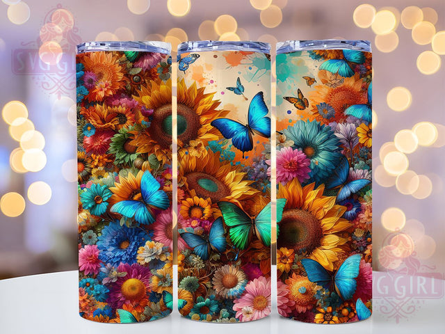 Tie Dye Leopard Sunflower 20oz Tumbler, Leopard Print, 20oz Wrap, Sublimation Design, Floral Tumbler, Boho Style, PNG File Sublimation SvggirlplusArt 