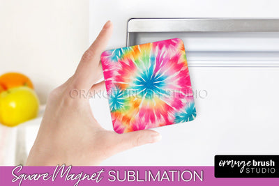 Tie Dye Magnet Sublimation - Rainbow Magnet PNG Design Sublimation OrangeBrushStudio 