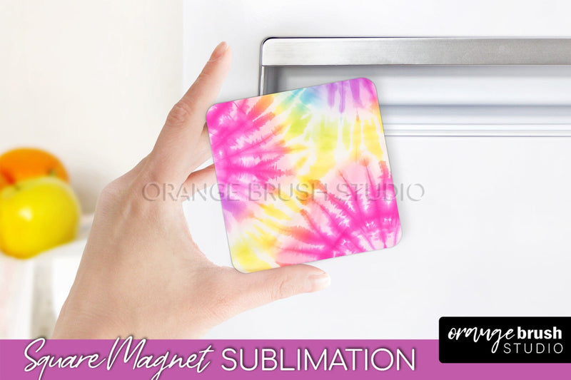 Tie Dye Magnet Sublimation - Rainbow Magnet PNG Design Sublimation OrangeBrushStudio 