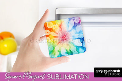 Tie Dye Magnet Sublimation - Rainbow Magnet PNG Design Sublimation OrangeBrushStudio 