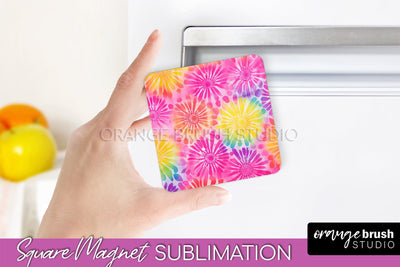 Tie Dye Magnet Sublimation - Rainbow Magnet PNG Design Sublimation OrangeBrushStudio 