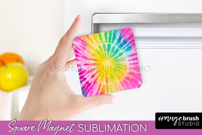 Tie Dye Magnet Sublimation - Rainbow Magnet PNG Design Sublimation OrangeBrushStudio 