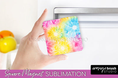 Tie Dye Magnet Sublimation - Rainbow Magnet PNG Design Sublimation OrangeBrushStudio 