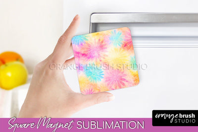 Tie Dye Magnet Sublimation - Rainbow Magnet PNG Design Sublimation OrangeBrushStudio 