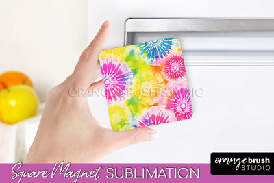 Tie Dye Magnet Sublimation - Rainbow Magnet PNG Design Sublimation OrangeBrushStudio 