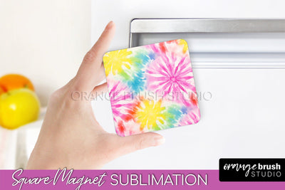 Tie Dye Magnet Sublimation - Rainbow Magnet PNG Design Sublimation OrangeBrushStudio 