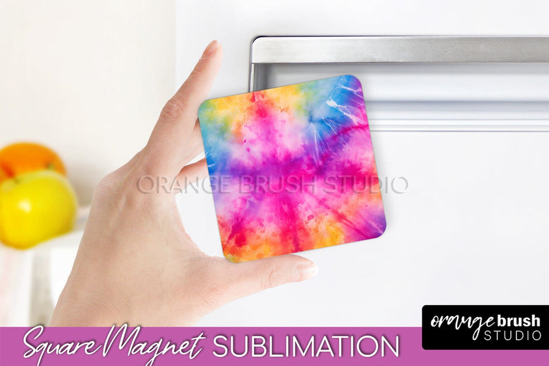 Tie Dye Magnet Sublimation - Rainbow Magnet PNG Design Sublimation OrangeBrushStudio 