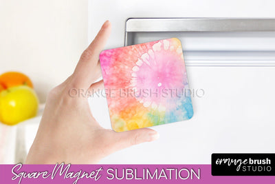 Tie Dye Magnet Sublimation - Rainbow Magnet PNG Design Sublimation OrangeBrushStudio 