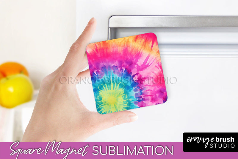 Tie Dye Magnet Sublimation - Rainbow Magnet PNG Design Sublimation OrangeBrushStudio 