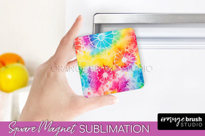 Tie Dye Magnet Sublimation - Rainbow Magnet PNG Design Sublimation OrangeBrushStudio 