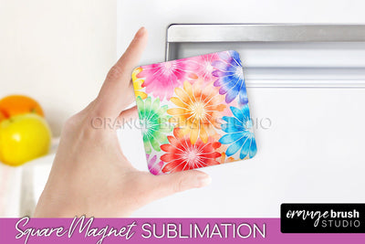 Tie Dye Magnet Sublimation - Rainbow Magnet PNG Design Sublimation OrangeBrushStudio 