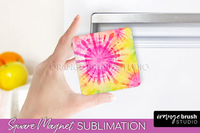 Tie Dye Magnet Sublimation - Rainbow Magnet PNG Design Sublimation OrangeBrushStudio 