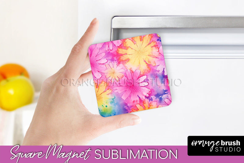Tie Dye Magnet Sublimation - Rainbow Magnet PNG Design Sublimation OrangeBrushStudio 
