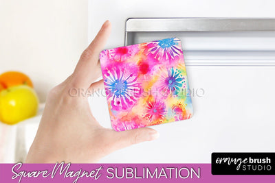 Tie Dye Magnet Sublimation - Rainbow Magnet PNG Design Sublimation OrangeBrushStudio 