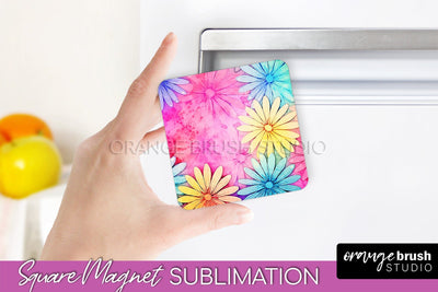 Tie Dye Magnet Sublimation - Rainbow Magnet PNG Design Sublimation OrangeBrushStudio 