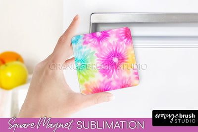 Tie Dye Magnet Sublimation - Rainbow Magnet PNG Design Sublimation OrangeBrushStudio 