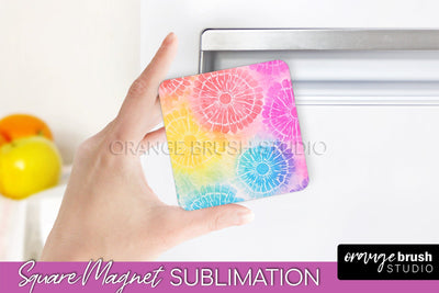 Tie Dye Magnet Sublimation - Rainbow Magnet PNG Design Sublimation OrangeBrushStudio 