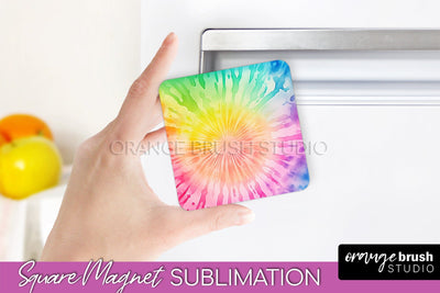 Tie Dye Magnet Sublimation - Rainbow Magnet PNG Design Sublimation OrangeBrushStudio 