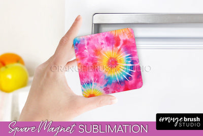 Tie Dye Magnet Sublimation - Rainbow Magnet PNG Design Sublimation OrangeBrushStudio 