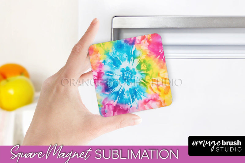 Tie Dye Magnet Sublimation - Rainbow Magnet PNG Design Sublimation OrangeBrushStudio 