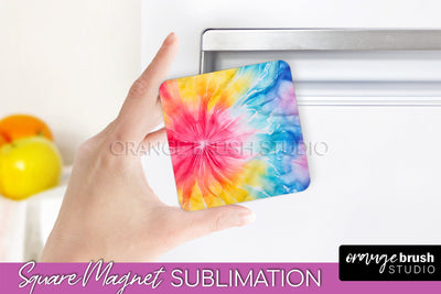 Tie Dye Magnet Sublimation - Rainbow Magnet PNG Design Sublimation OrangeBrushStudio 