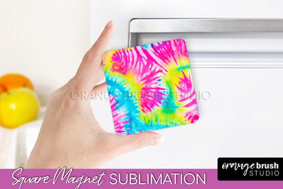 Tie Dye Magnet Sublimation - Rainbow Magnet PNG Design Sublimation OrangeBrushStudio 