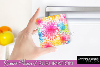 Tie Dye Magnet Sublimation - Rainbow Magnet PNG Design Sublimation OrangeBrushStudio 