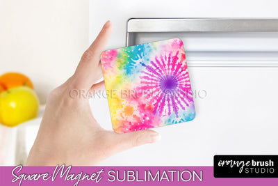 Tie Dye Magnet Sublimation - Rainbow Magnet PNG Design Sublimation OrangeBrushStudio 