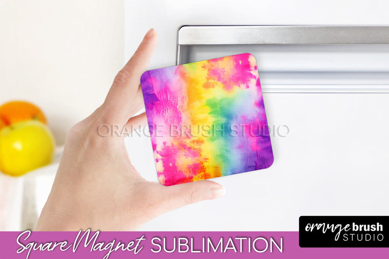 Tie Dye Magnet Sublimation - Rainbow Magnet PNG Design Sublimation OrangeBrushStudio 