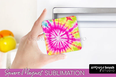 Tie Dye Magnet Sublimation - Rainbow Magnet PNG Design Sublimation OrangeBrushStudio 