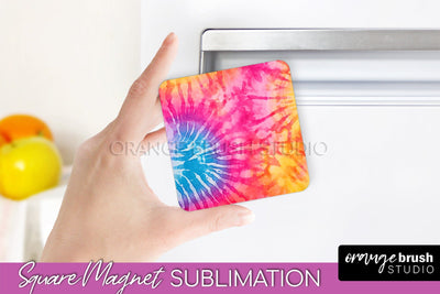 Tie Dye Magnet Sublimation - Rainbow Magnet PNG Design Sublimation OrangeBrushStudio 