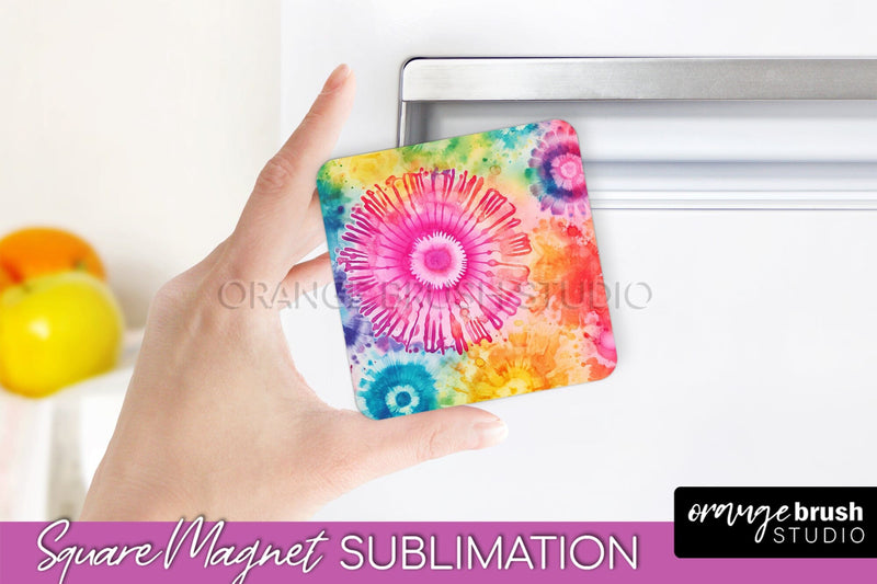 Tie Dye Magnet Sublimation - Rainbow Magnet PNG Design Sublimation OrangeBrushStudio 