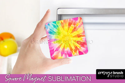 Tie Dye Magnet Sublimation - Rainbow Magnet PNG Design Sublimation OrangeBrushStudio 