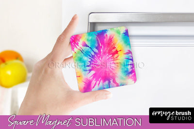 Tie Dye Magnet Sublimation - Rainbow Magnet PNG Design Sublimation OrangeBrushStudio 