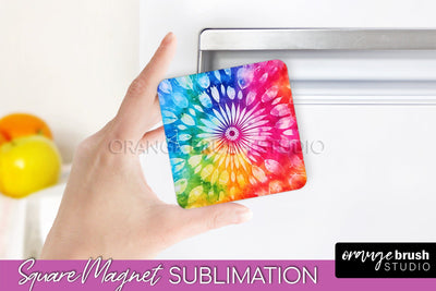 Tie Dye Magnet Sublimation - Rainbow Magnet PNG Design Sublimation OrangeBrushStudio 