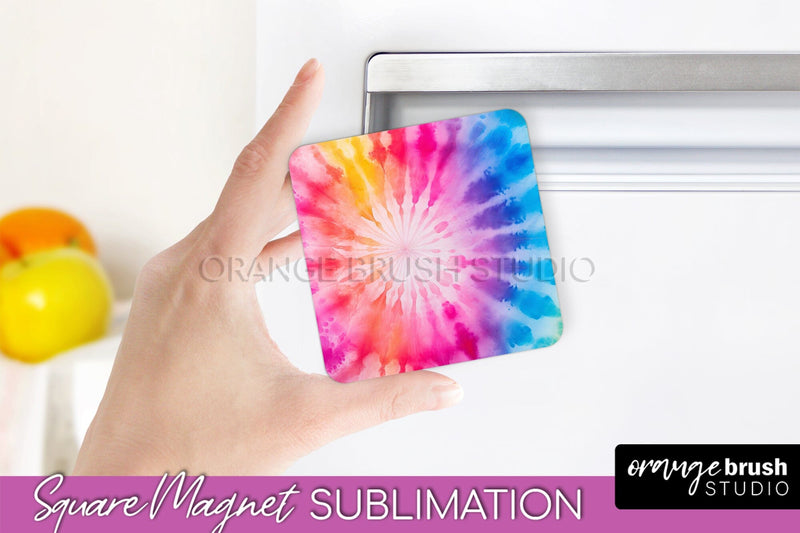 Tie Dye Magnet Sublimation - Rainbow Magnet PNG Design Sublimation OrangeBrushStudio 