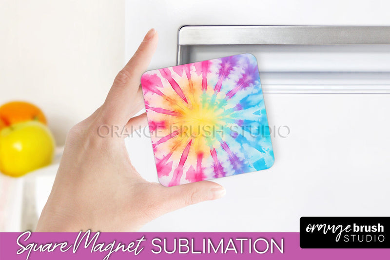 Tie Dye Magnet Sublimation - Rainbow Magnet PNG Design Sublimation OrangeBrushStudio 