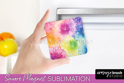 Tie Dye Magnet Sublimation - Rainbow Magnet PNG Design Sublimation OrangeBrushStudio 