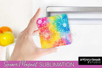 Tie Dye Magnet Sublimation - Rainbow Magnet PNG Design Sublimation OrangeBrushStudio 