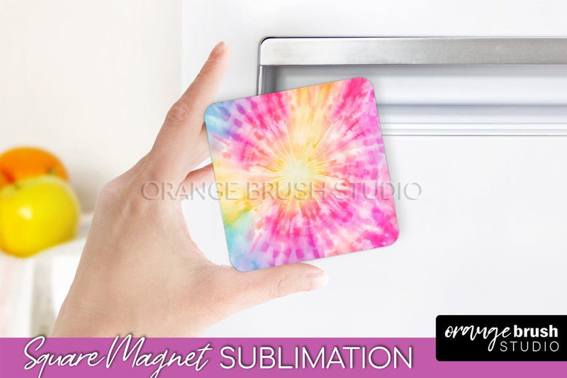 Tie Dye Magnet Sublimation - Rainbow Magnet PNG Design Sublimation OrangeBrushStudio 