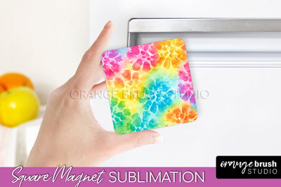 Tie Dye Magnet Sublimation - Rainbow Magnet PNG Design Sublimation OrangeBrushStudio 
