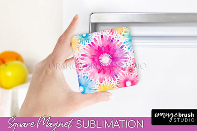 Tie Dye Magnet Sublimation - Rainbow Magnet PNG Design Sublimation OrangeBrushStudio 