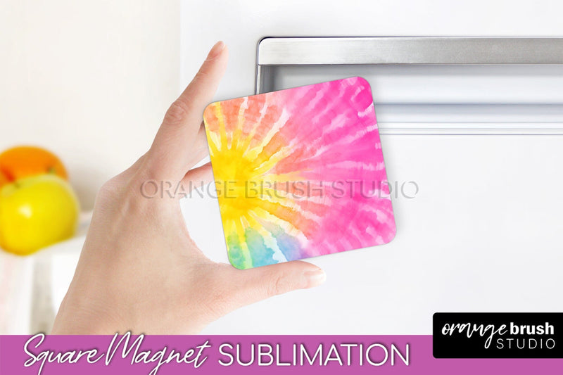 Tie Dye Magnet Sublimation - Rainbow Magnet PNG Design Sublimation OrangeBrushStudio 