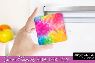 Tie Dye Magnet Sublimation - Rainbow Magnet PNG Design Sublimation OrangeBrushStudio 