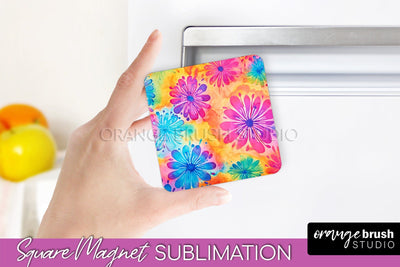 Tie Dye Magnet Sublimation - Rainbow Magnet PNG Design Sublimation OrangeBrushStudio 