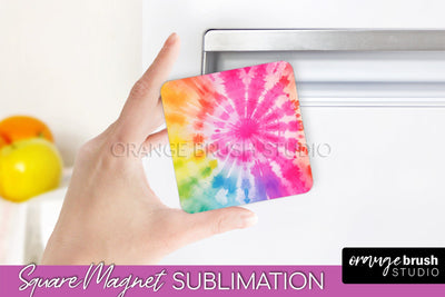 Tie Dye Magnet Sublimation - Rainbow Magnet PNG Design Sublimation OrangeBrushStudio 