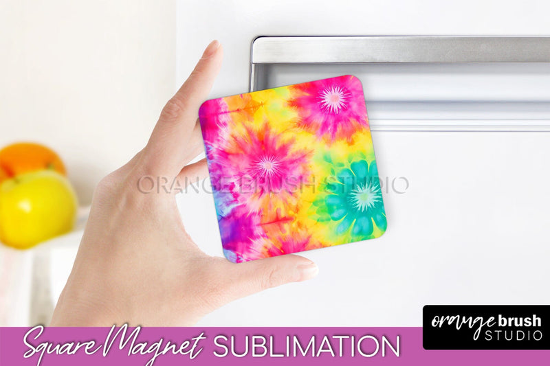 Tie Dye Magnet Sublimation - Rainbow Magnet PNG Design Sublimation OrangeBrushStudio 