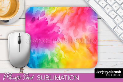 Tie Dye Mouse Pad Design - Rainbow Mousepad Sublimation PNG Sublimation OrangeBrushStudio 